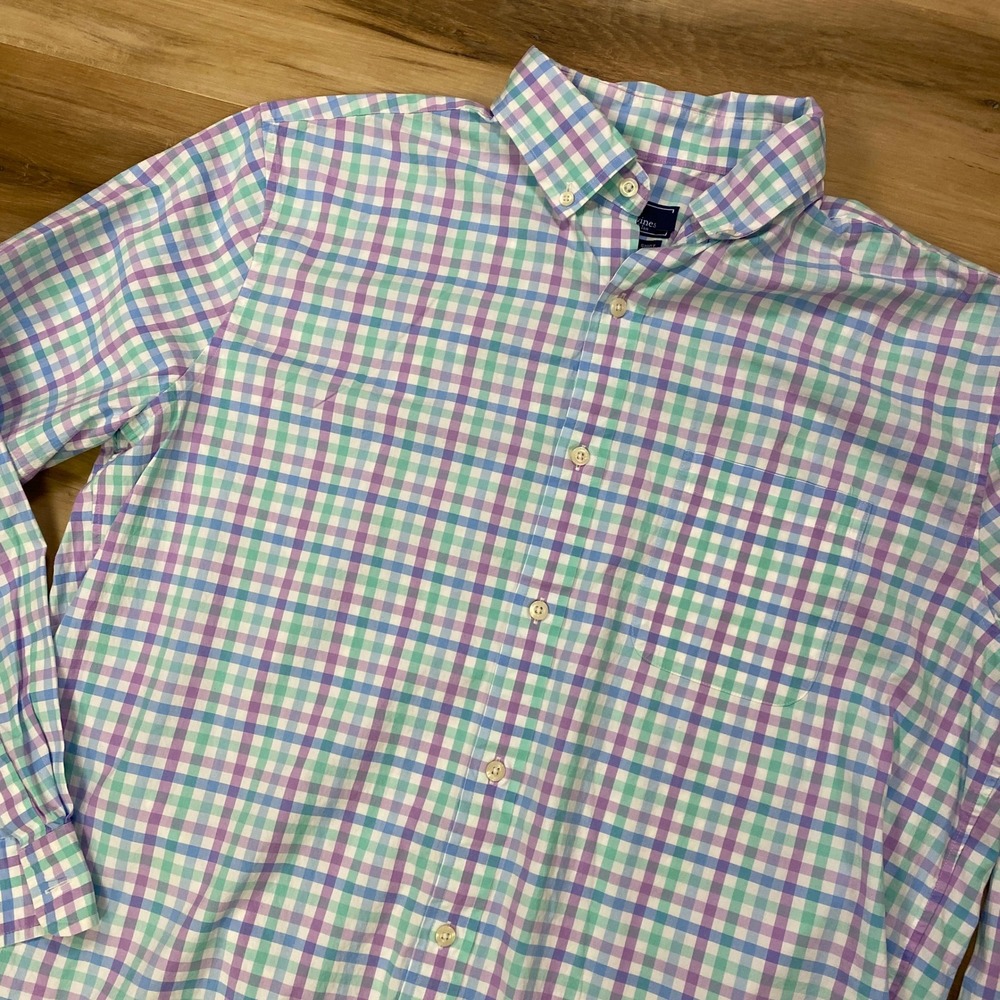 Vineyard Vines Button Down Shirt Large Murray Plaid Cotton Stretch Classic Multi